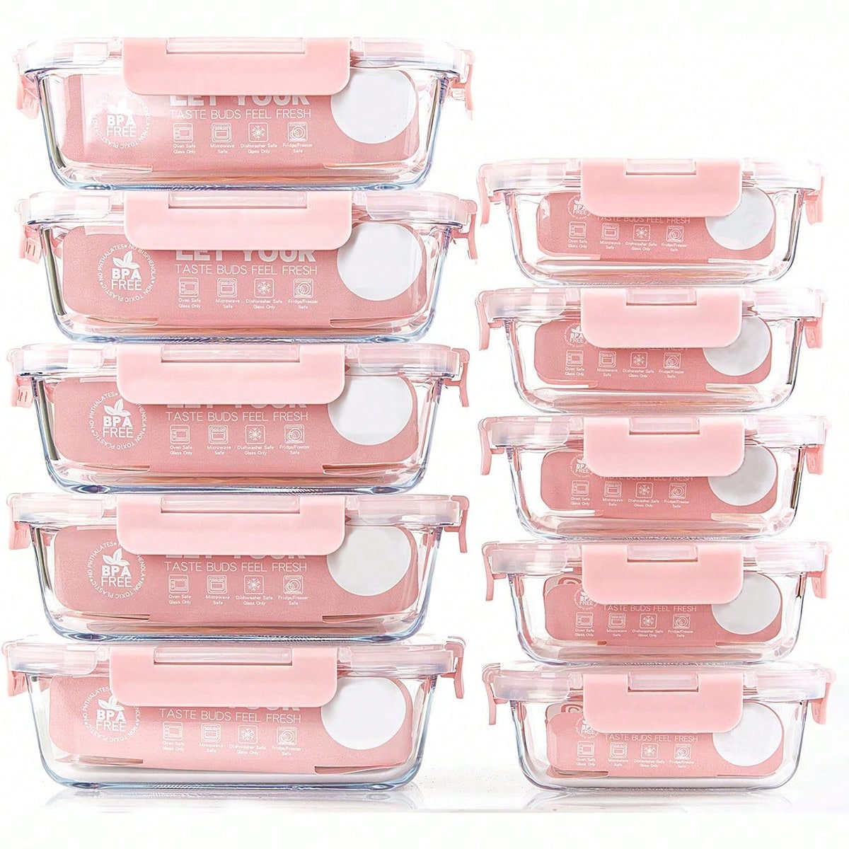 Meal Prep Glass Containers Oven Safe - Confezione da 10 contenitori in vetro