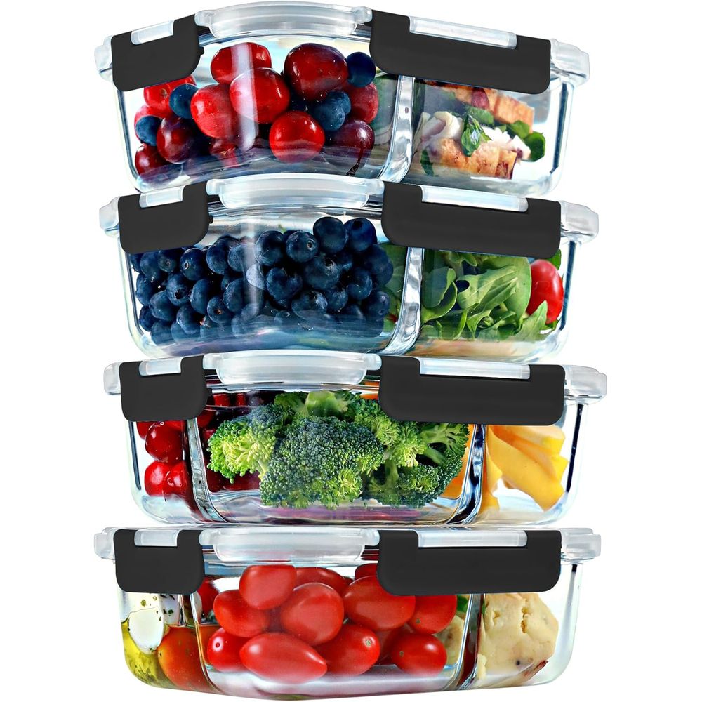 Meal Prep Glass Containers Oven Safe - Contenitori per la preparazione dei pasti,