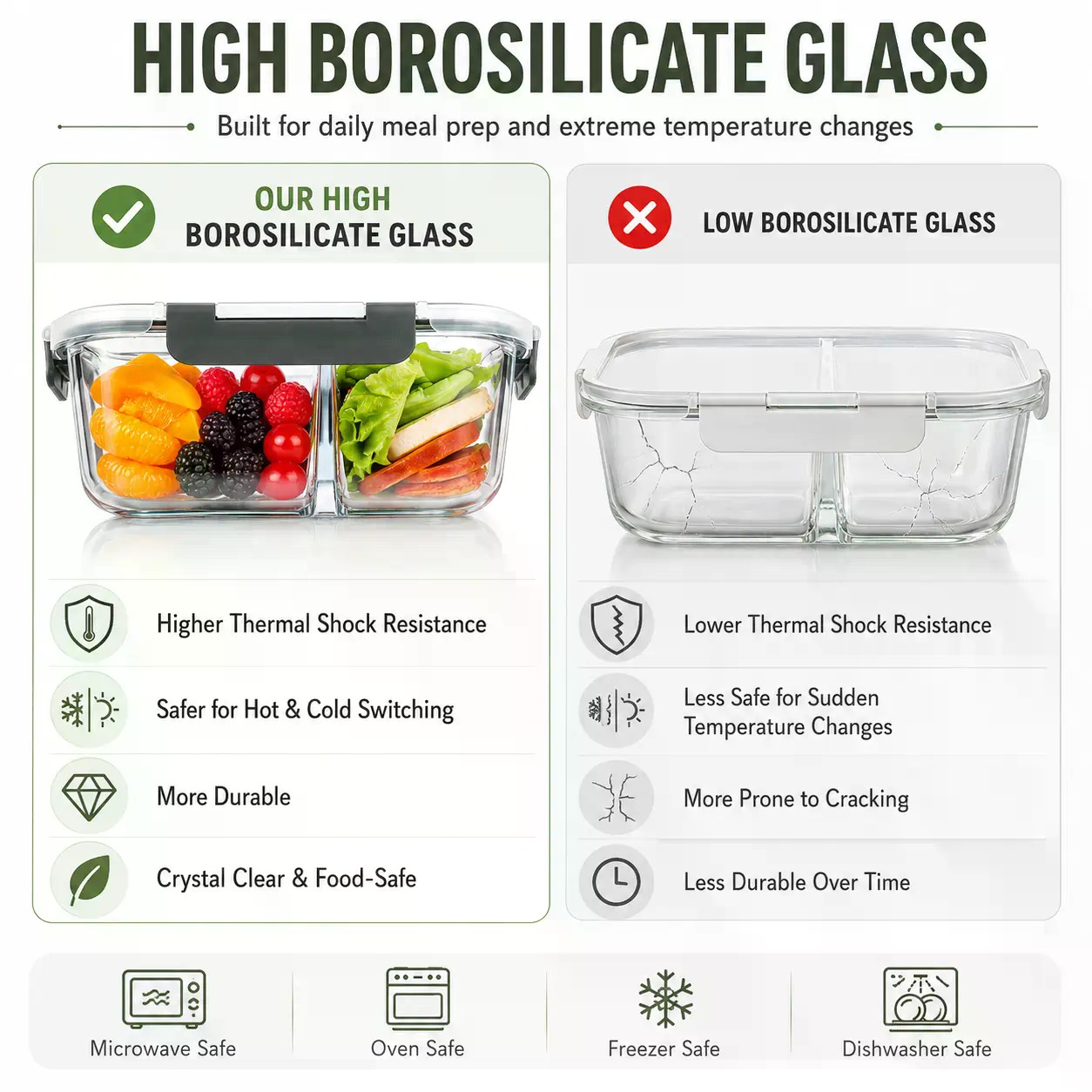 Set di 5 Contenitori Rettangol - Meal Prep Glass Containers Oven Safe recensione e prezzo
