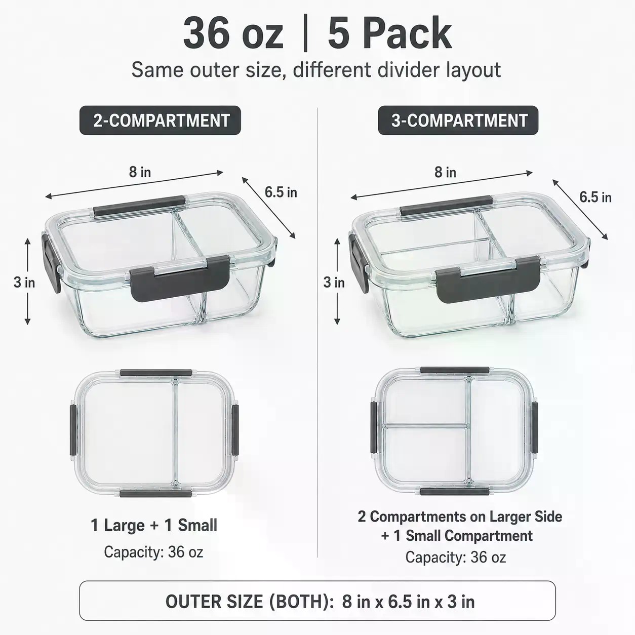 Set di 5 Contenitori Rettangol - Meal Prep Glass Containers Oven Safe recensione e prezzo